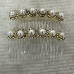 Peineta Decorada con perla y Brillantes 10cms 2 Unidades