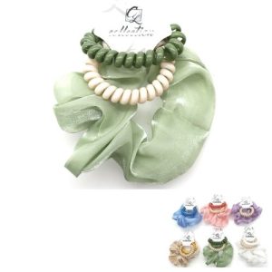 Scrunchie + 2 Colas en Espiral a Juego